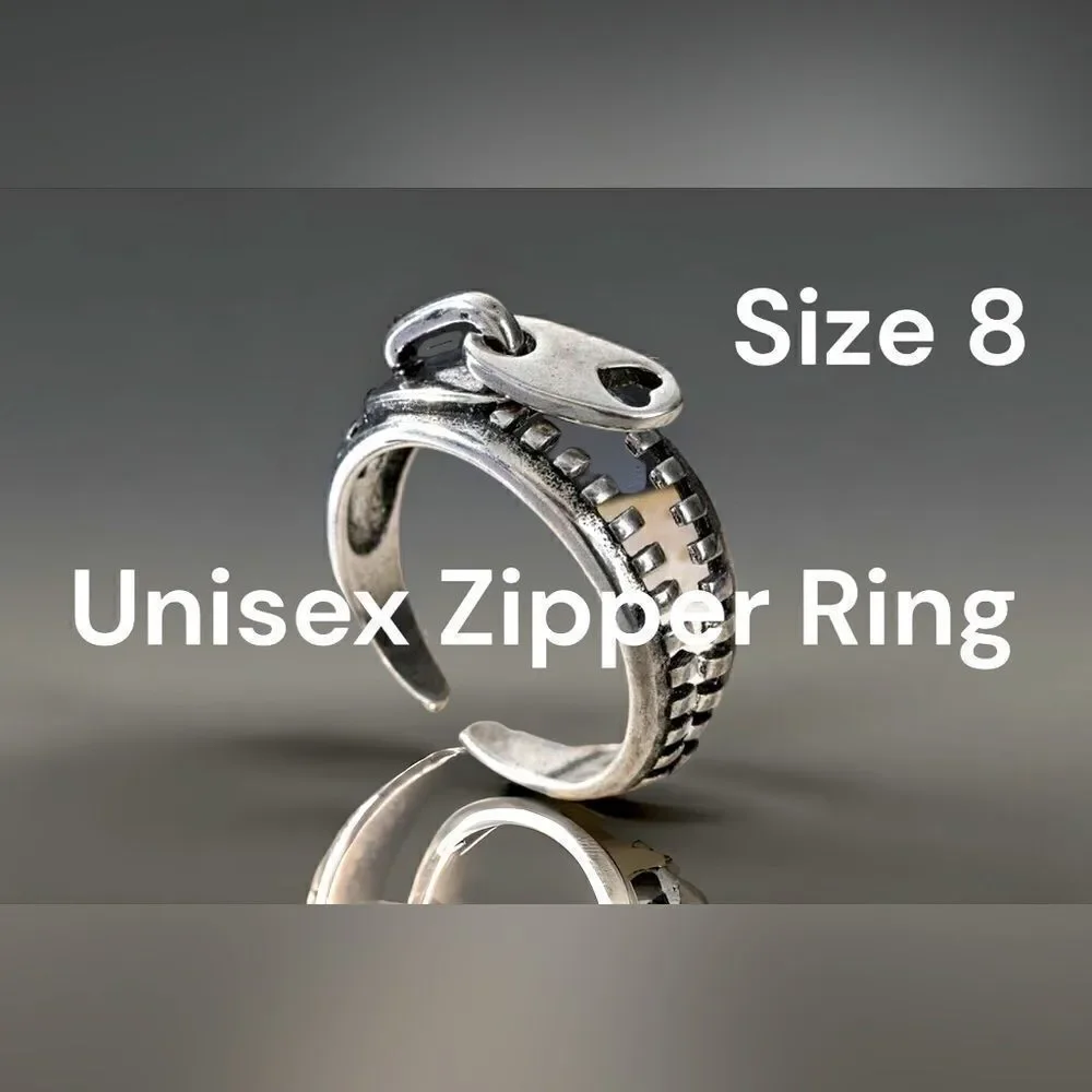 Wiggly Zipper Ring l Silver l Size 8 l Unisex l With Box l New